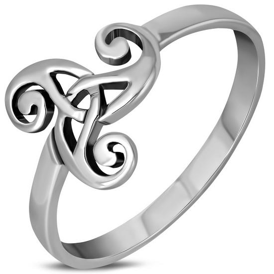 Plain Celtic Triskele Triple Spiral Silver Ring, rp788